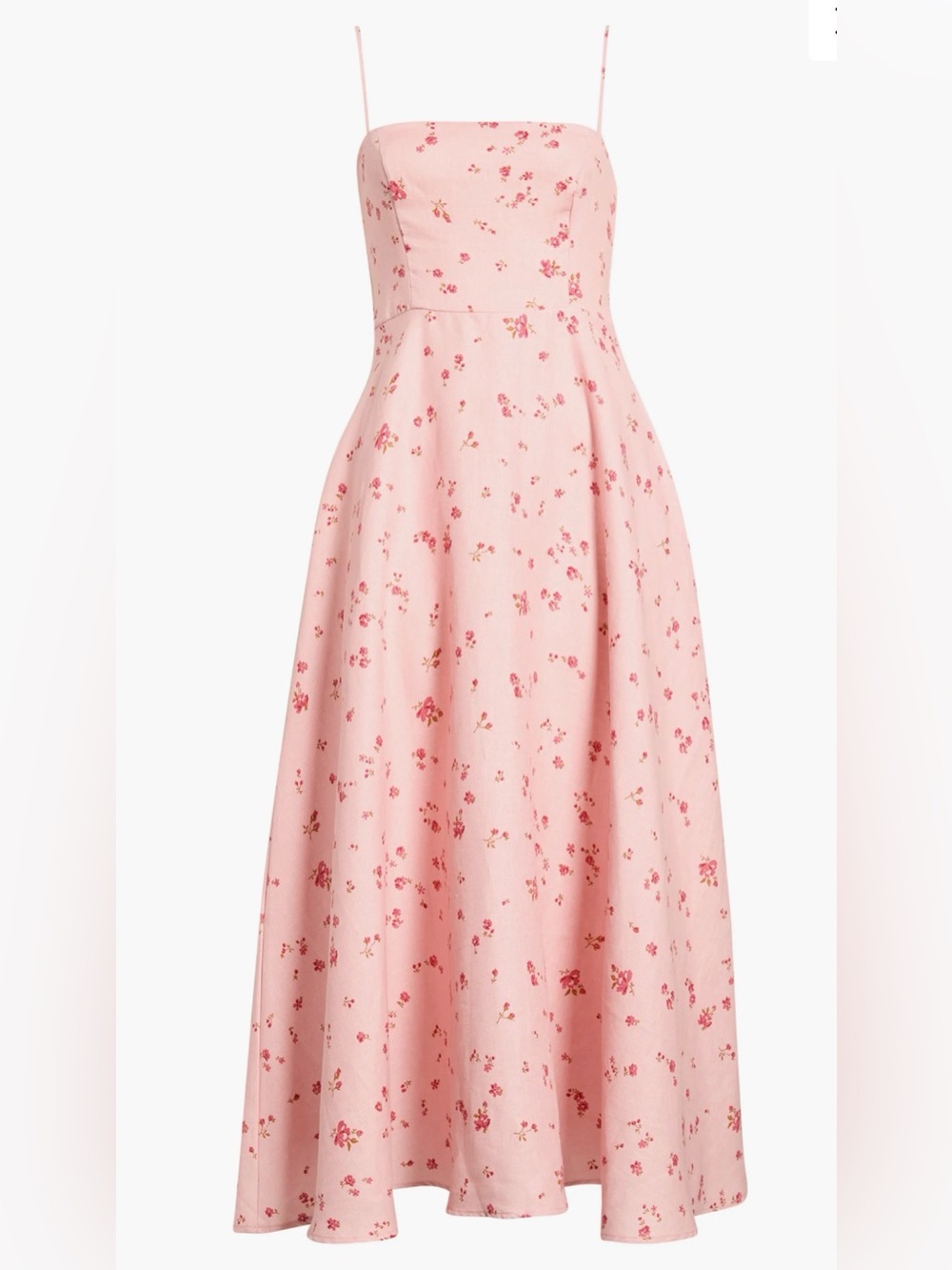 Reformation Pink Floral Spaghetti Strap Midi Dress, size 10, NWT